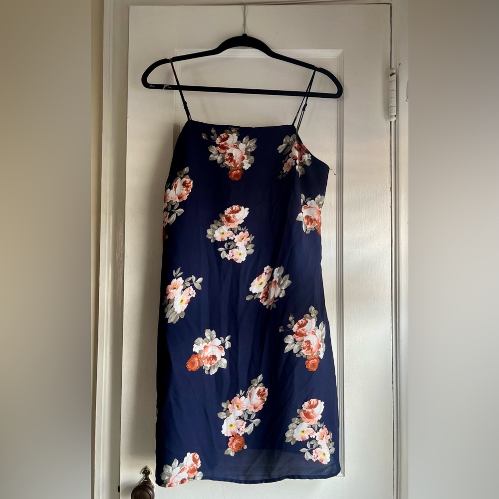 Trixxi Navy Floral Spaghetti Strap Dress